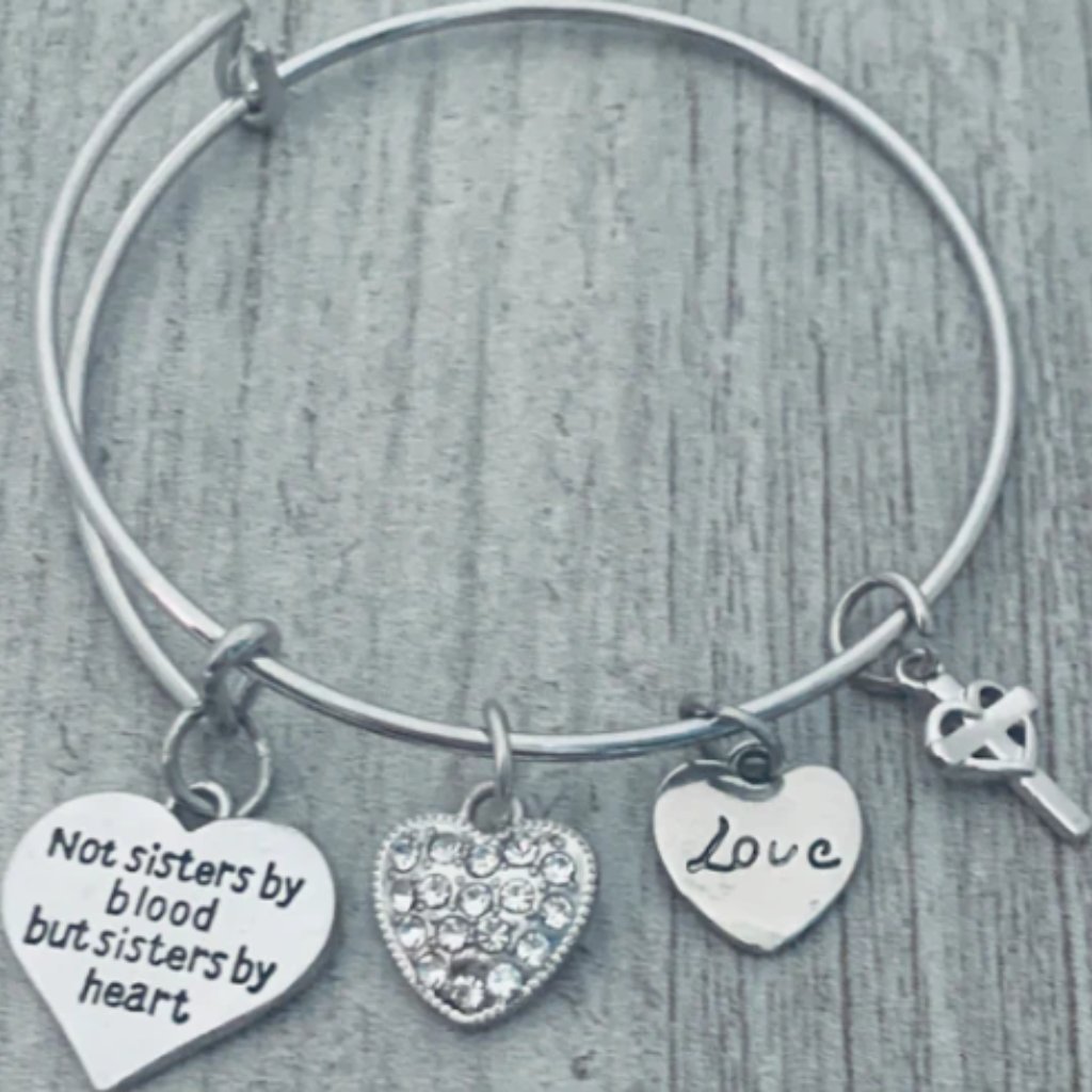 Friend Bracelet- Not Sisters By Blood But Sisters By Heart Jewelry- Cross